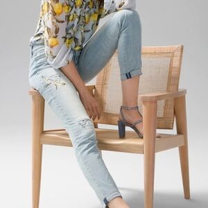 Mid Rise Everyday Soft Denim™ Destructed Girlfriend Jeans